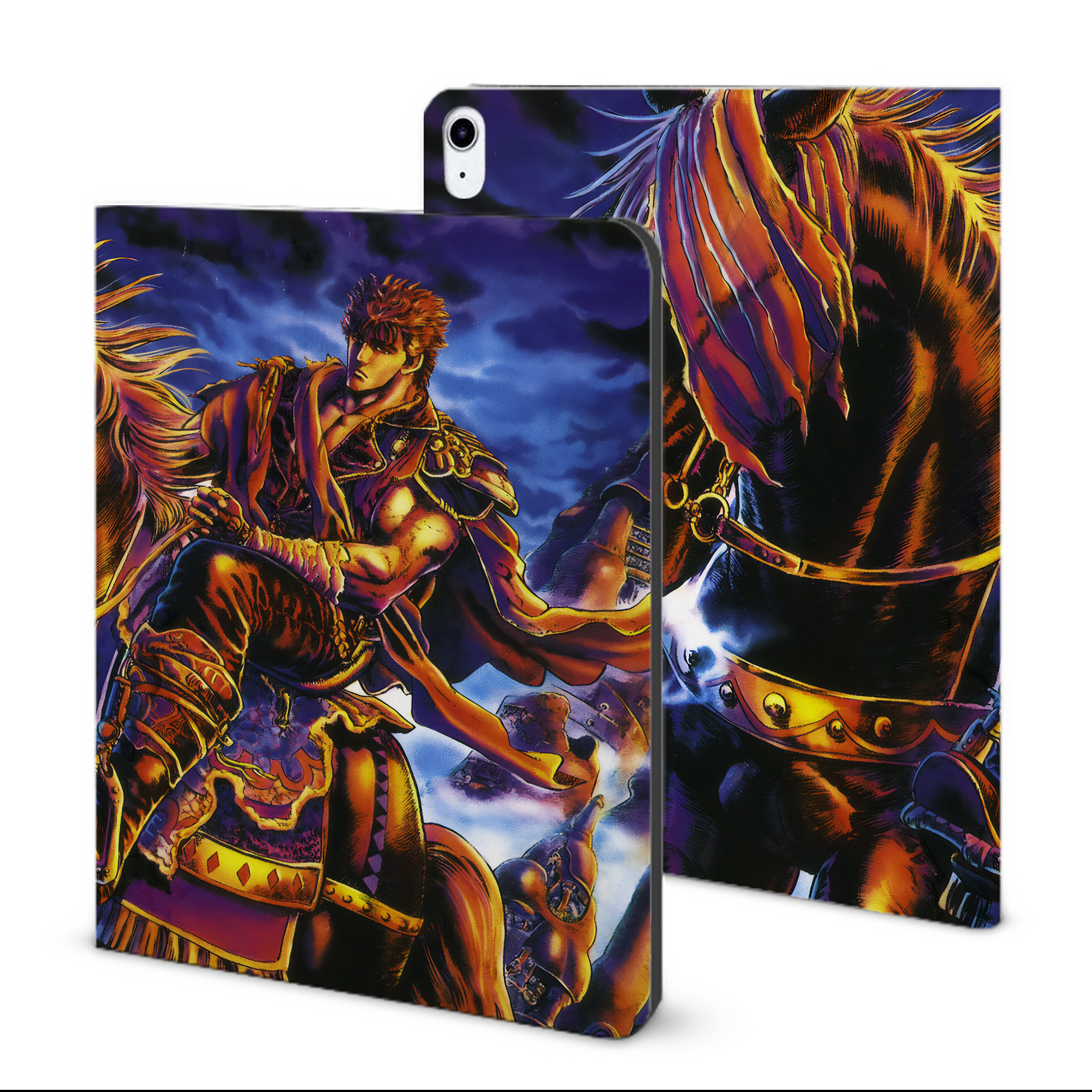 （画像用） 北斗の拳 Fist of the North Star IPad ケース ブック型 PUレザー TPU 耐衝撃 軽量 薄型 ペン収納なし 全面保護 IPad 各モデル対応